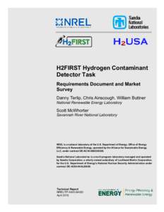 H2FIRST Hydrogen Contaminant Detector Task: Requirements Document and Market Survey