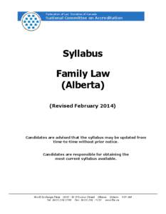 Federation of Law Societies of Canada  National Committee on Accreditation Syllabus Family Law