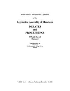 LEGISLATIVE ASSEMBLY OF MANITOBA