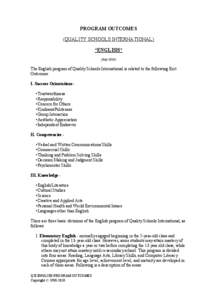 PROGRAM OUTCOMES (QUALITY SCHOOLS INTERNATIONAL) *ENGLISH* (July 2010)