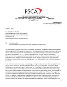 THE PLAN SPONSOR COUNCIL OF AMERICA Serving Retirement Plan Sponsors for More than 60 Years 1155 F Street NW, Suite 1050 Washington, DC 20004  (202) -[removed]