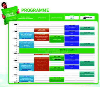 PROGRAMME ESPACE TABLES RONDES ANIMÉES PAR MARC MAURY  ESPACE SIESTE