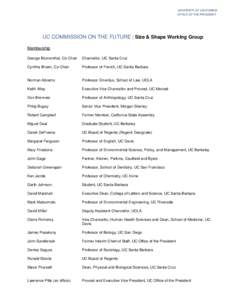 Commission on the Future of UC - Size & Shape Working Group Roster