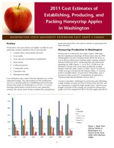 2011 Cost Estimates of Establishing, Producing, and Packing Honeycrisp Apples in Washington WA S H I N G T O N S TAT E U N I V E R S I T Y E X T E N S I O N FA C T S H E E T • F S[removed]E Preface