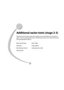 Additional easier texts (stage 2-3) These texts can be used to assess the reading accuracy and fluency of students in years 3-5 who cannot read the texts in the previous section, at an instructional level with age approp