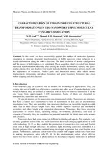 Materials Physics and Mechanics409  Received: November 13, 2015 CHARACTERIZATION OF STRAIN-INDUCED STRUCTURAL TRANSFORMATIONS IN CdSe NANOWIRES USING MOLECULAR