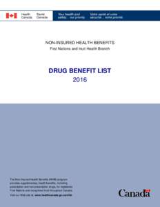 NON-INSURED HEALTH BENEFITS First Nations and Inuit Health Branch DRUG BENEFIT LIST 2016