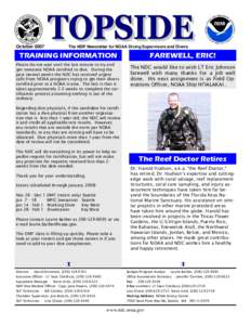 October[removed]The NDP Newsletter for NOAA Diving Supervisors and Divers TRAINING INFORMATION