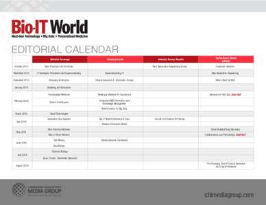 EDITORIAL CALENDAR Editorial Coverage Industry Events  Industry Survey Results