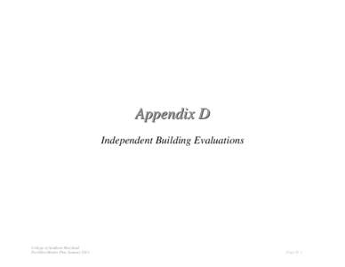 Appendix D Independent Building Evaluations College of Southern Maryland Facilities Master Plan January 2011