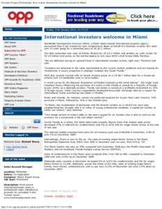 Overseas Property Professional; News Article; International investors welcome in Miami  Home Friday, 21st January 2011, 14:13:23