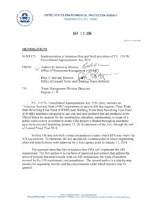 Implementation The Act states: Seca)(1) None of the funds made available by a State water pollution control revolving fund as authorized by title VI of the Federal Water Pollution Control Act (33 U.S.Cet 