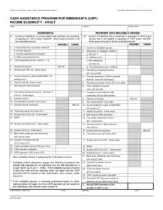 STATE OF CALIFORNIA - HEALTH AND HUMAN SERVICES AGENCY  CALIFORNIA DEPARTMENT OF SOCIAL SERVICES CASH ASSISTANCE PROGRAM FOR IMMIGRANTS (CAPI) INCOME ELIGIBILITY - ADULT