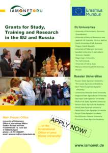 Grants for Study, Training and Research in the EU and Russia EU Universities • University of Hohenheim, Germany