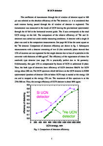 Si UCN detector The coefficient of transmission through the Al window of detector equal to 100 µk was selected as the absolute efficiency of the 3He detector, i.e. it is considered that each neutron having passed throug