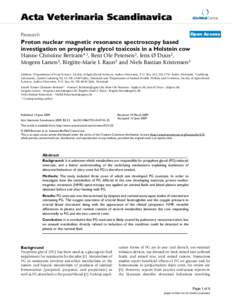 Acta Veterinaria Scandinavica  BioMed Central Open Access