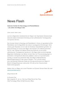 Dynamic Devices News Flash November 2014  News Flash Cereneo Center for Neurology and Rehabilitation  – ab sofort mit Allegro mk2 Liebe Leserin, lieber Leser,