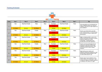 Training Schedule  Week Day 1