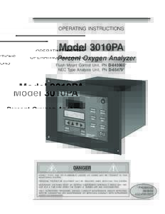 Oxygen Analyzer  OPERATING INSTRUCTIONS Model 3010PA Percent Oxygen Analyzer