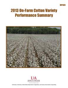 2013 On-Farm Cotton Variety Performance Summary - MP480