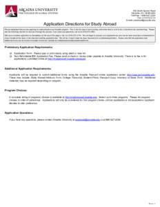 Academia / Arcadia University / Council of Independent Colleges / Middle States Association of Colleges and Schools / Knowledge / Glenside /  Pennsylvania / Email / Study abroad in the United States / Mail / Education / Higher education / Student exchange