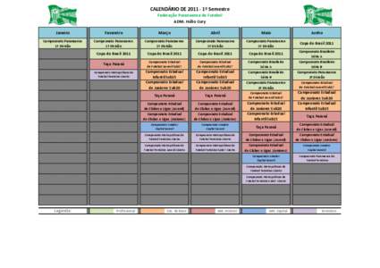 CALENDÁRIO DE[removed]º Semestre Federação Paranaense de Futebol ADM. Hélio Cury