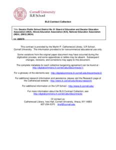 BLS Contract Collection  Title: Decatur Public School District No. 61 Board of Education and Decatur Education Association (DEA), Illinois Education Association (IEA), National Education Association (NEA), ([removed]MOA) K