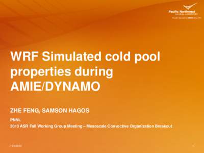 WRF Simulated cold pool properties during AMIE/DYNAMO