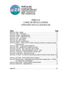 PHRF-LE INC. P.O. BOX[removed]CLEVELAND, OHIO[removed]VOICE/FAX[removed]EMAIL: [removed] WEB: www.phrf-le.org
