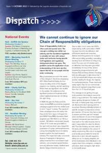 Issue 7.9 OCTOBER[removed]Published by the Logistics Association of Australia Ltd Dispatch National Events