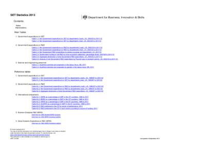 SET Statistics 2013 Contents: Notes Abbreviations  Main Tables