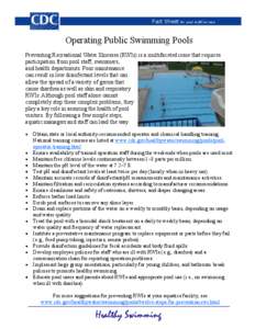 Fact Sheet for pool staff/owners  Operating Public Swimming Pools