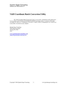 V&H Coordinate Batch Conversion Utility