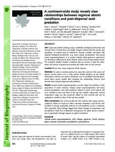 Journal of Biogeography (J. Biogeogr, 662–670  ORIGINAL ARTICLE  A continent-wide study reveals clear