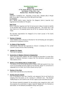 Wivelsfield Parish Council  MINUTES of the Annual Meeting of the Parish Council held Monday 13 May 2013, 8 pm Renshaw Room, Wivelsfield Village Hall