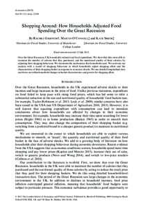 Economicadoi:eccaShopping Around: How Households Adjusted Food Spending Over the Great Recession By RACHEL GRIFFITH†, MARTIN O’CONNELL‡ and KATE SMITH‡