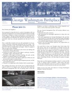 Planning Newsletter 1 George Washington Birthplace National