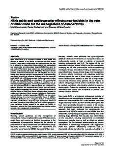 Available online http://arthritis-research.com/supplements/10/S2/S3  Review Nitric oxide and cardiovascular effects: new insights in the role of nitric oxide for the management of osteoarthritis