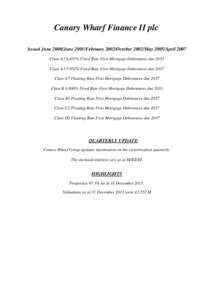 Canary Wharf Finance II plc Issued June 2000/June 2001/February 2002/October 2002/May 2005/April 2007 Class A1 6.455% Fixed Rate First Mortgage Debentures due 2033 Class A3 5.952% Fixed Rate First Mortgage Debentures due