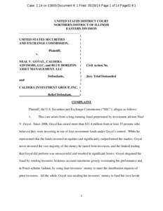 Case: 1:14-cv[removed]Document #: 1 Filed: [removed]Page 1 of 14 PageID #:1  UNITED STATES DISTRICT COURT NORTHERN DISTRICT OF ILLINOIS EASTERN DIVISION ______________________________________