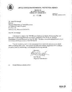 201 0 Missouri Ambient Air Quality Monitoring Plan and Five-year Air Monitoring Network Assessment submitted to EPA R7 by the Missouri Department ofNatural Resources on June 28,2010