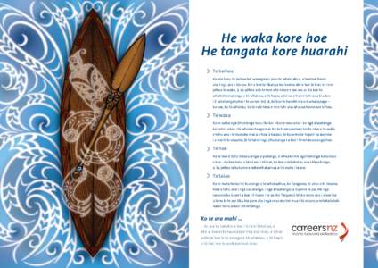 He waka kore hoe He tangata kore huarahi Te kaihoe Ko koe tonu te kaihoe kei waenganui pū o te whakaahua, e hoehoe haere  ana i ngā ara o tōu ao. Kei a koe te tikanga ina kawea ake e koe te hoe, ka rere