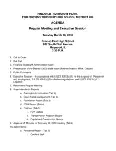 Proviso FOP March 16, 2010 Agenda