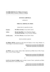 TAS 2005/A/902 Mexès & AS Roma c/AJ Auxerre TAS 2005/A/903 AJ Auxerre c./Mexès & AS Roma ___________________________________________
