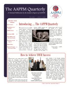AAPPM Quarterly - Volume 1, April 2009