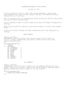 PROCEEDINGS/MINUTES OF CITY COUNCIL …October 15, 2014… Council convened at 2:03 p.m., Mayor John Cranley Presiding. Present were Councilmembers Flynn, Mann, Murray, Simpson, Seelbach, Sittenfeld, Smitherman, Winburn(