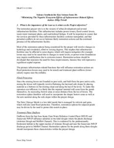 DRAFT[removed]Science Synthesis for Key Science Issue 10: “Minimizing The Negative Ecosystem Effects of Infrastructure Related Effects Author: Dilip Trivedi 1. What is the importance of the issue as it relates to t