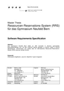 Master Thesis  Ressourcen-Reservations-System (RRS) für das Gymnasium Neufeld Bern  Software Requirements Specification