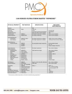 1100 SERIES-ULTRA FORM MATTE “SUPREME”  PHYSICAL PROPERTY Substrate Substrate Gauges Sheet Sizes