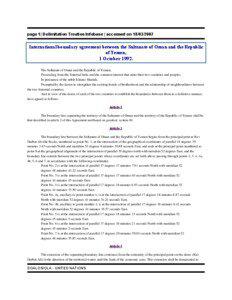 page 1| Delimitation Treaties Infobase | accessed on[removed]International boundary agreement between the Sultanate of Oman and the Republic